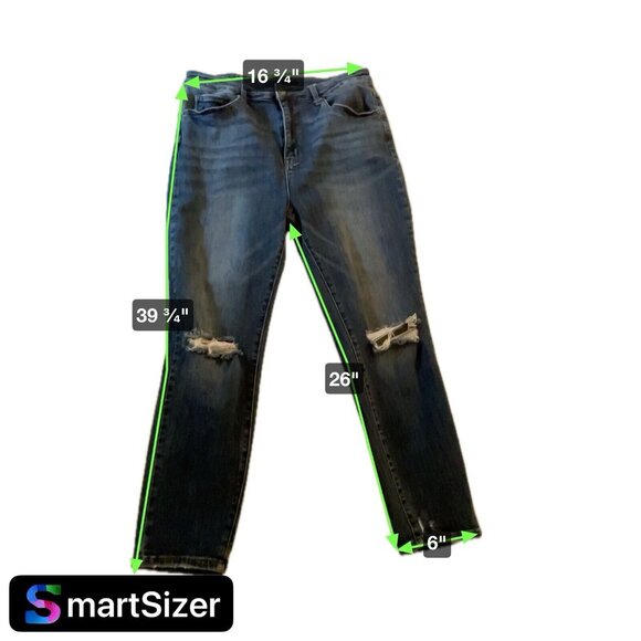 Risen Jeans Women High Rise Distressed Skinny Style #XRDP1209 Washed Denim 1XL - Picture 3 of 9